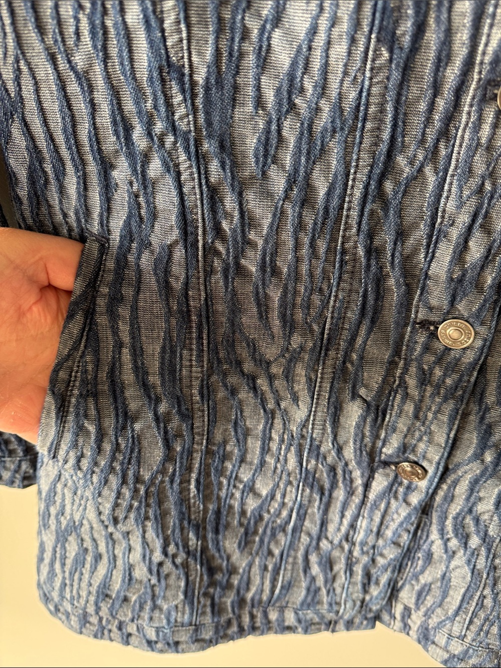Chico's Blue Patterned Button-Up Jacket - Picture 7 of 12